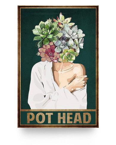 Garden Pot Head Vertical Decor Simple Flower Vintage Poster - Funny Bathroom Print Poster White - Satin Portrait Poster Wall Art Home