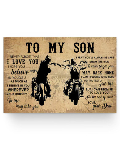 Inspirational Biker Poster Dad to My Son Your Way Back Home Best Birthday Gift for Son Prints Home Decor Wall Art Kitchen, Living Room Décor  36x24 Poster