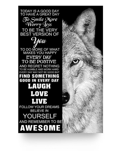 Molomon Personalized Wolf Poster - Today is A Good Day Family Friend, Awesome Birthday Decor Bedroom, Living Room Art Print 24x36