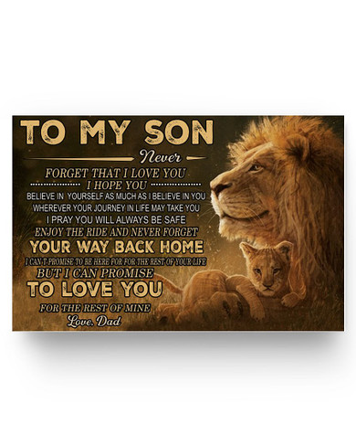 Inspirational Lion Poster Dad to Son Your Way Back Home No Frame Poster Prints Home Decor Wall Art Bedroom, Kitchen and Living Room Décor Gift for Woman On Birthday, Christmas  17x11 Poster
