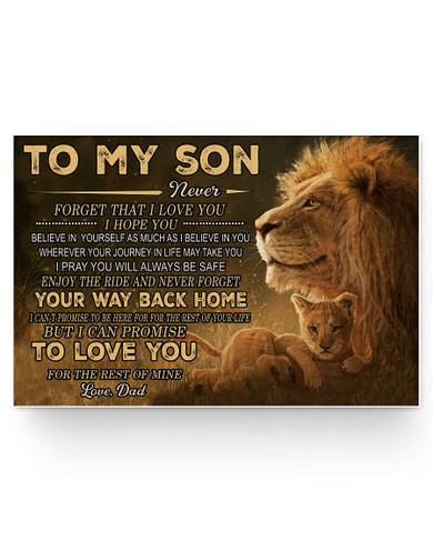 Inspirational Lion Poster Dad to Son Your Way Back Home No Frame Poster Prints Home Decor Wall Art Bedroom, Kitchen and Living Room Décor Gift for Woman On Birthday, Christmas 36x24 Poster
