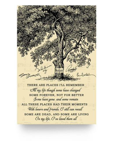 Poster Gifts Beautiful Tree The Beatles All These Places Had Their Moments With Lovers And Friends Family Friend Gift Unisex, Wedding Anniversary, Awesome Birthday Perfect Happy Birthday Decor Bedroom 24x36 Poster