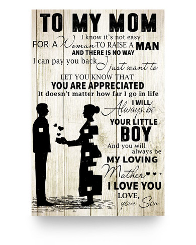 To My Mom Poster from Son - Special Meaningful Gifts Ideas for Mom