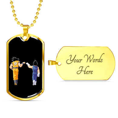 To My Brother Dog Tag Necklace For Men -Dragon Ball Z- Goku Vegeta Necklace Pendant Gold 18k and Stainless Steel Dog Tag - Gift Ideas for Brother