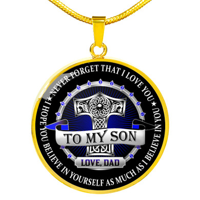 To My Son Pendant Necklace Love Dad Circle Necklace