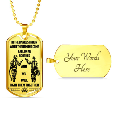 To My Brother Dog Tag Military - Firefighter Necklace Chain For Men Gifts Luxury