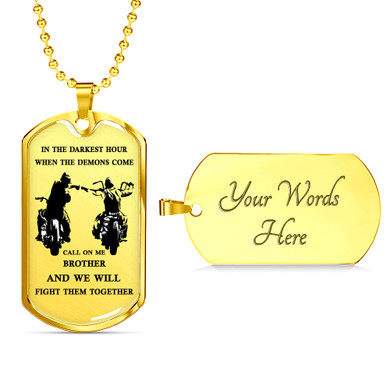 Brother Dog Tag Military Ball Chain - Biker Pendant Necklace Gifts For Men Luxur