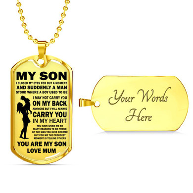 I Love My Son Quotes Dog tag From Mother - You are my Son Love Mum Necklace