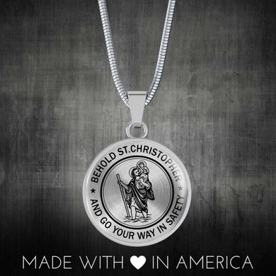 SAINT CHRISTOPHER Necklace, Bangle -Behold St. Christopher and Go your Way