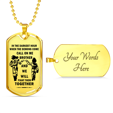 To My Brother Luxury Dog tag Military Ball Chain, Dragon Ball Necklace pendants