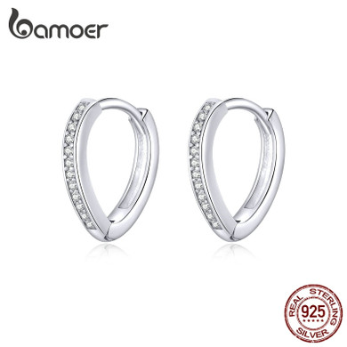 bamoer 100% Real 925 Sterling Silver Heart Ear Hoops Earrings for Women Engagement Statement Jewelry 2020 Oorbellen SCE868 bamoer 100% Real 925 Sterling Silver Heart Ear Hoops Earrings for Women Engagement Statement Jewelry 2020 Oorbellen SCE868