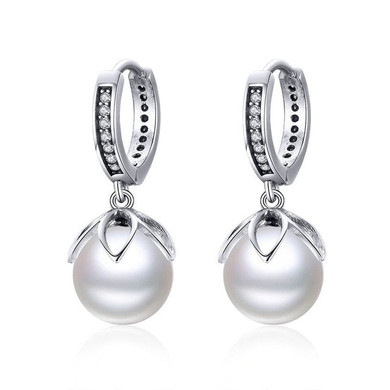 BAMOER Authentic 925 Sterling Silver Blooming Flower Petal Freshwater Pearl Drop Earrings for Women Luxury Silver Jewelry SCE259 BAMOER Authentic 925 Sterling Silver Blooming Flower Petal Freshwater Pearl Drop Earrings for Women Luxury Silver Jewelry SCE259
