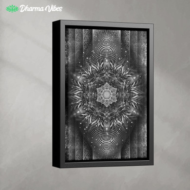 Aligned Flower Black by YantrArt Design 1-Piece Canvas