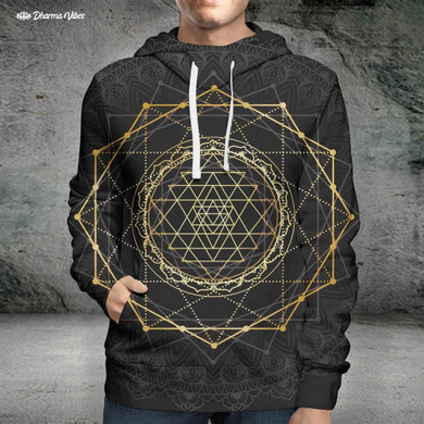 Golden Sacred Sri Yantra by McAshe Hoodie
