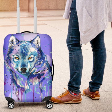 Watercolor Wolf Luggage Protective Cover