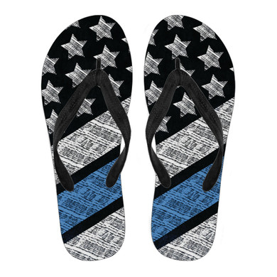 Blue Lives Matter Women's Flip Flops (Black)