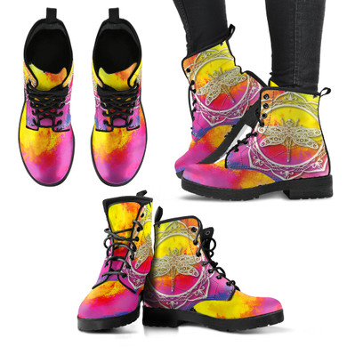 Watercolor Dragonfly 5 Handcrafted Boots