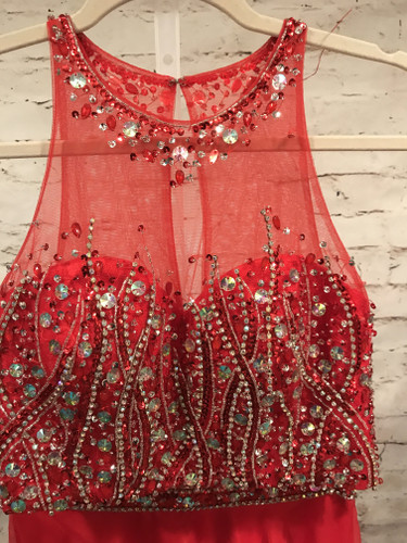 RED 2 PC. LONG GOWN SET