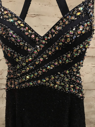 NAVY FULL SEQUIN LONG GOWN