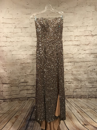 TAN FULL SEQUIN LONG GOWN