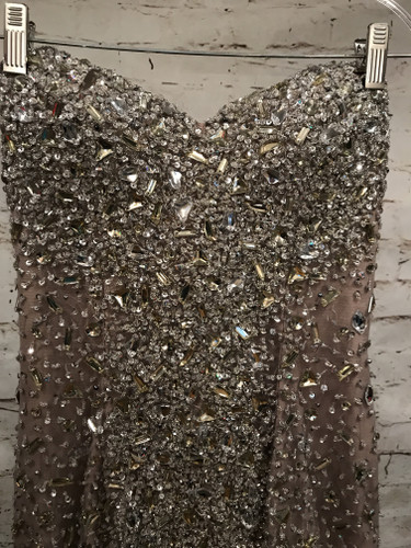 TAN MERMAID GEMMED GOWN