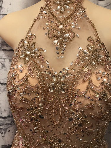 LT. PINK BEADED MERMAID GOWN