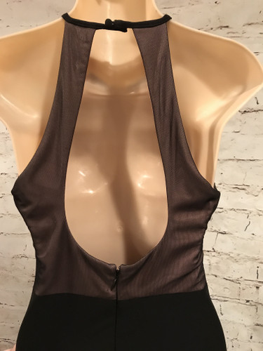 BLACK/MESH LONG EVENING GOWN