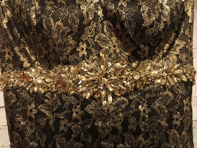 BLACK/GOLD LACE LONG GOWN