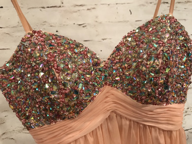 PEACH BEADED TOP LONG GOWN