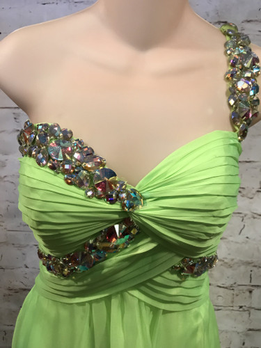 NEW LIME GREEN 1 SHOULDER GOWN