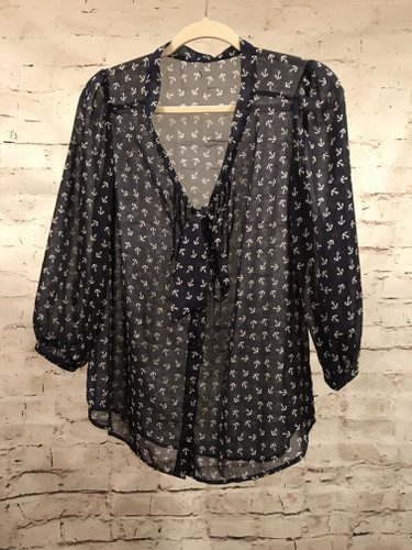 NAVY ANCHORS L/S TOP