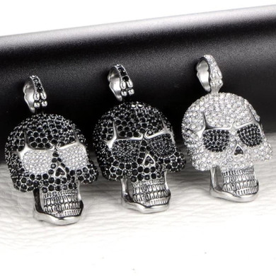 Large CZ skull pendant