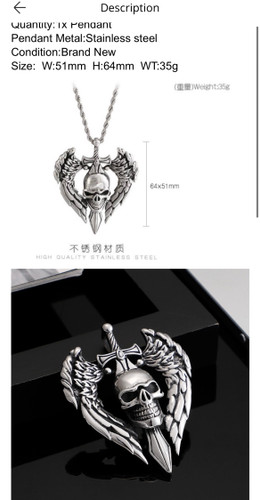 Skull and wings necklace
