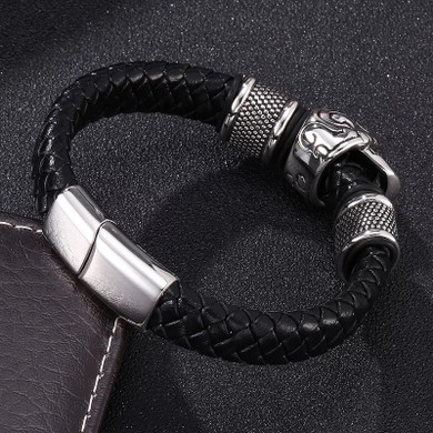 Red leather skull cuff