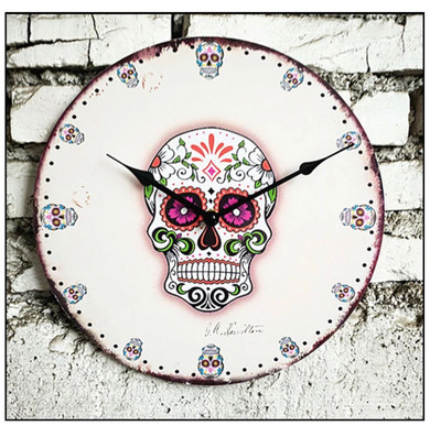 Sugar skull wall clock