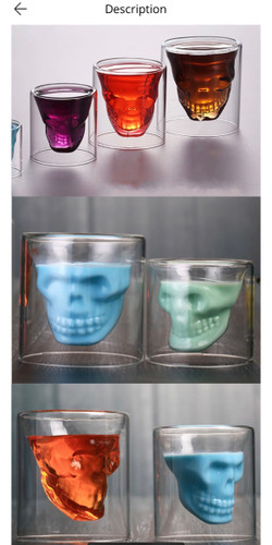 7pcs/set bar set 700ml crystal skull head bottle + 75ml whiskey shot glass