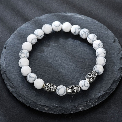 volcanic stone natural beads skull bracelet