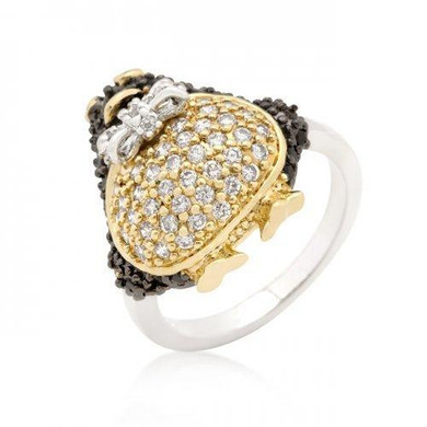 Jet Black Cubic Zirconia Penguin Ring (size: 10) (pack of 1 ea)