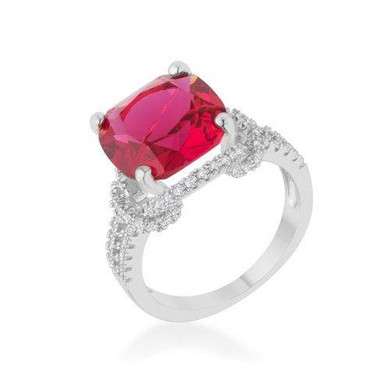 Charlene 6.2ct Ruby Cz Rhodium Classic Statement Ring (size: 06) (pack of 1 ea)
