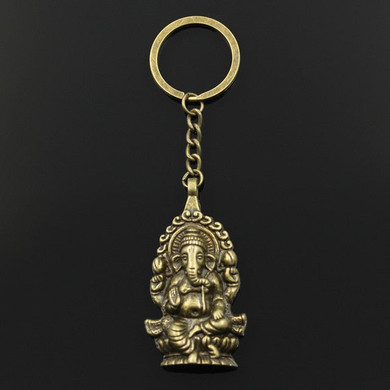 New Fashion Keychain 62x32mm Ganesha buddha elephant Pendants DIY Men Jewelry Car Key Chain Ring Holder Souvenir For Gift