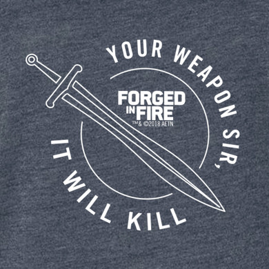 HISTORY Forged in Fire Series It Will Kill Crest Sword Men's Tri-Blend Short Sleeve T-Shirt