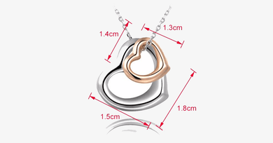 Double Heart Gold-Silver Overlay Pendant - Fashionable Lobster Clasp Gold Plated Pendant for Her