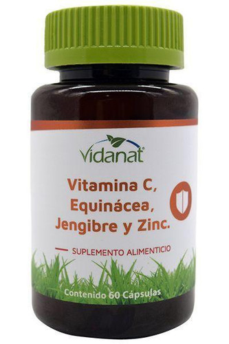VITAMINA C EQUINACEA  JENGIBRE Y ZINC VIDANAT Auxiliar en Sistema Inmune