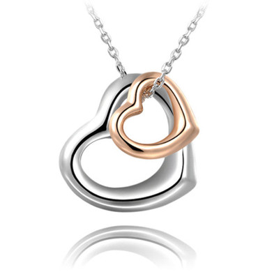 Double Heart Gold-Silver Overlay Pendant