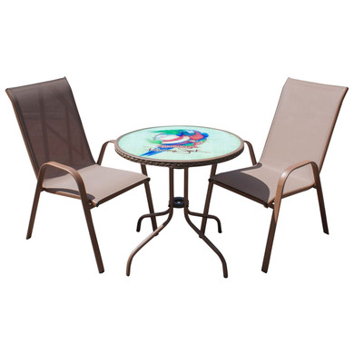 Café 3 PC Parrot & Hat High Back Sling Bistro Set