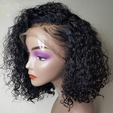 Boujie 10" - 12" 13X4 Deep Curly Frontal Lace Bob Wig - 150% Density - 100% Human Virgin Hair