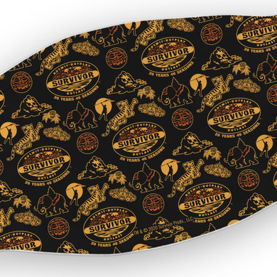 Survivor 20 Years 40 Seasons Black and Yellow Tribal Washable Face Mask