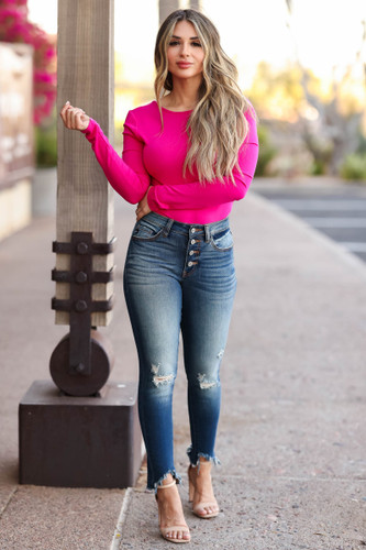 CBRAND Take The Plunge Bodysuit - Fuchsia