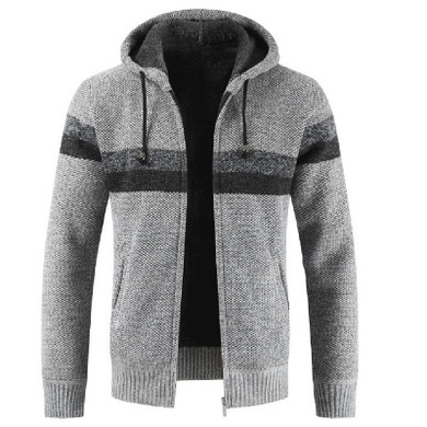Men Hooded Wool Cardigan Sweater Jacket