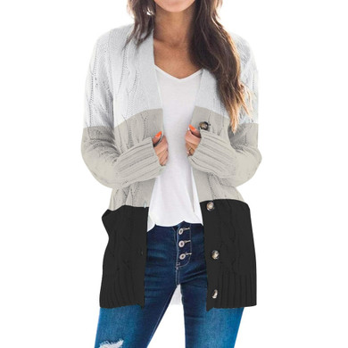 Women Long Sleeve Button Up Sweater